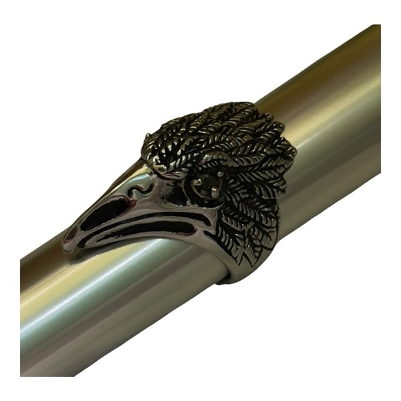 Eagle Ring Stainless Steel Ring black rhinestone eyes. Statement ring - Picture 9 of 10